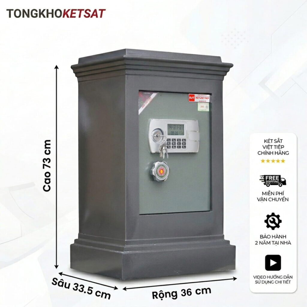 Két sắt Việt Tiệp K35DT điện tử – Cánh 5 ly đúc đặc, pin lắp trong, chống trộm toàn diện