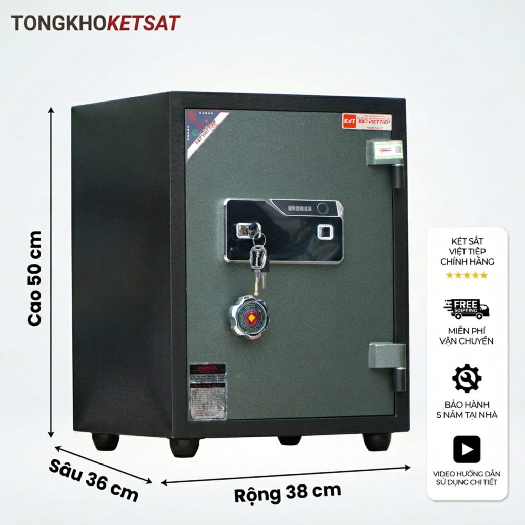 Két sắt vân tay điện tử Việt Tiệp K40VTDT – Mở dưới 1 giây, cảnh báo điện thoại, kích thước chuẩn phong thủy