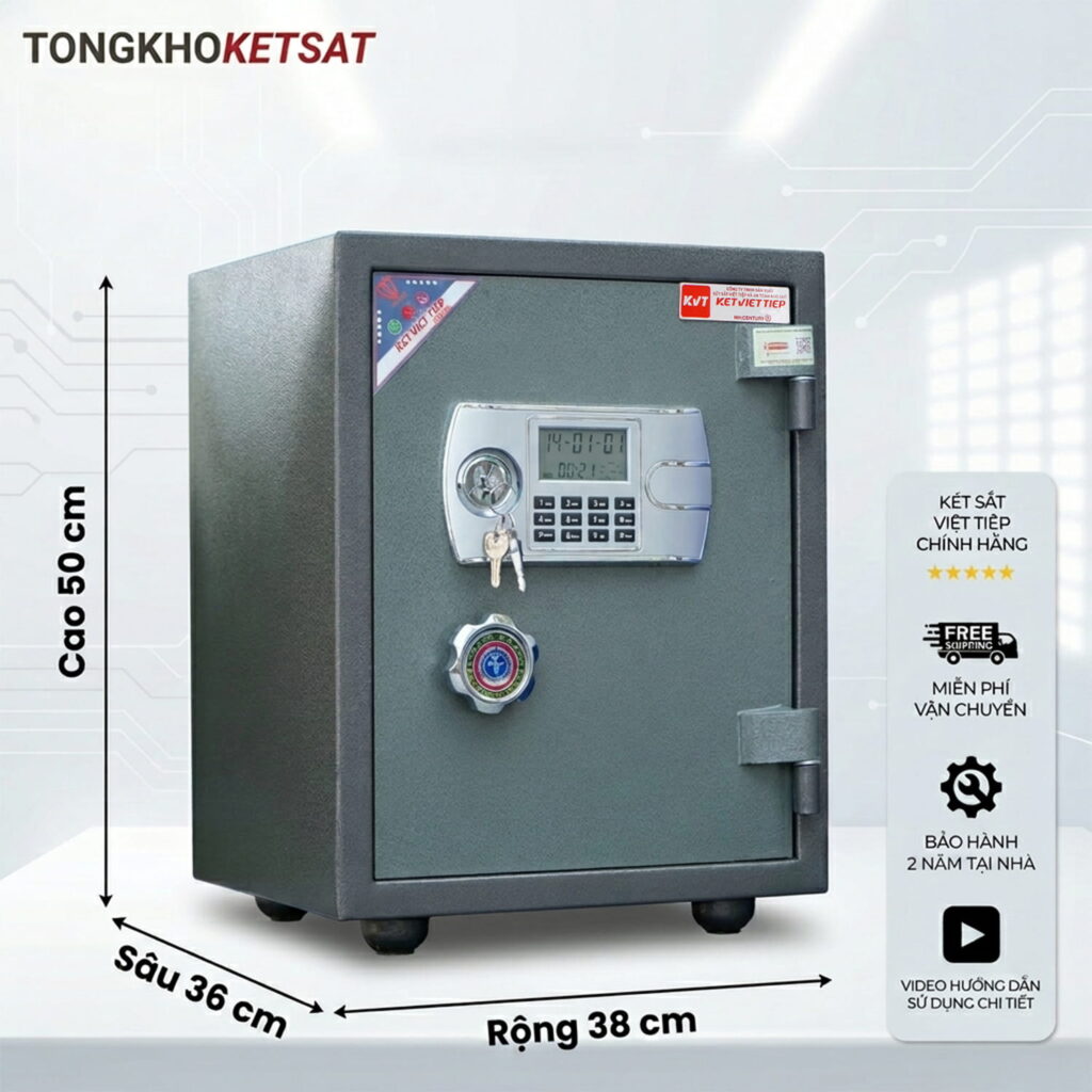 Két Sắt Mini Điện Tử Việt Tiệp K40DT – Chống Cháy, Báo Động Chống Trộm, Kích Thước Chuẩn Phong Thủy