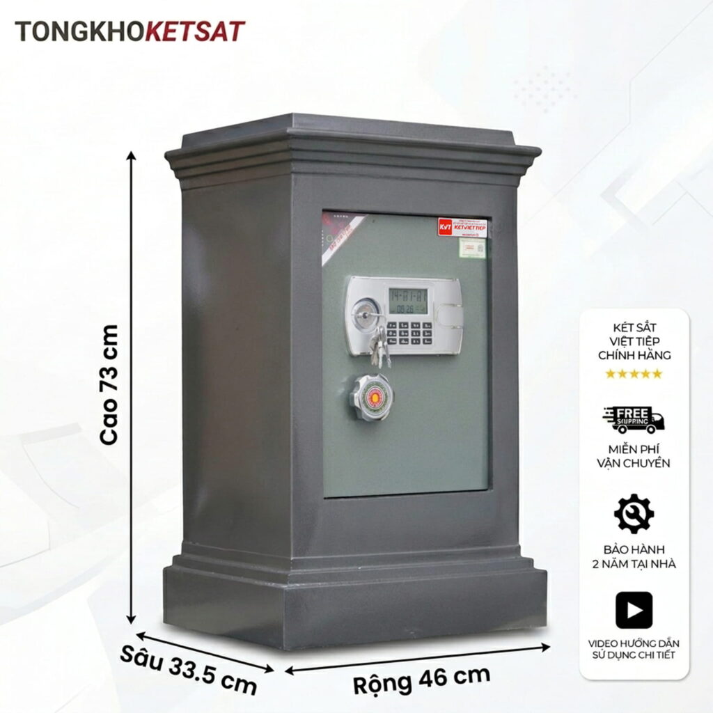 Két sắt Việt Tiệp K35DT điện tử – Cánh 5 ly đúc đặc, pin lắp trong, chống trộm toàn diện
