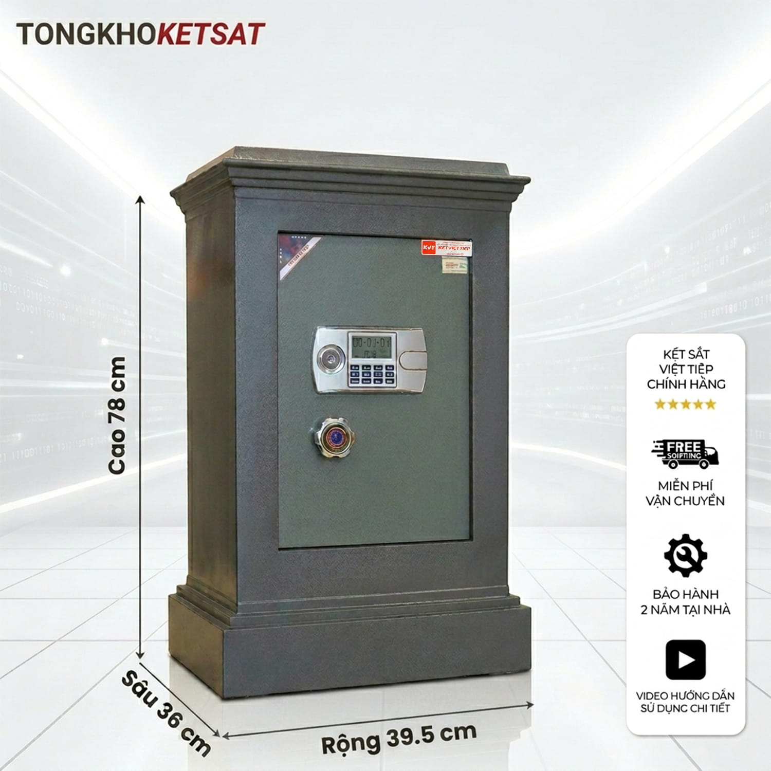 Két Sắt Điện Tử Việt Tiệp K44DT – Cánh 5 Ly Đúc Đặc, Pin Lắp Trong, Chống Cháy