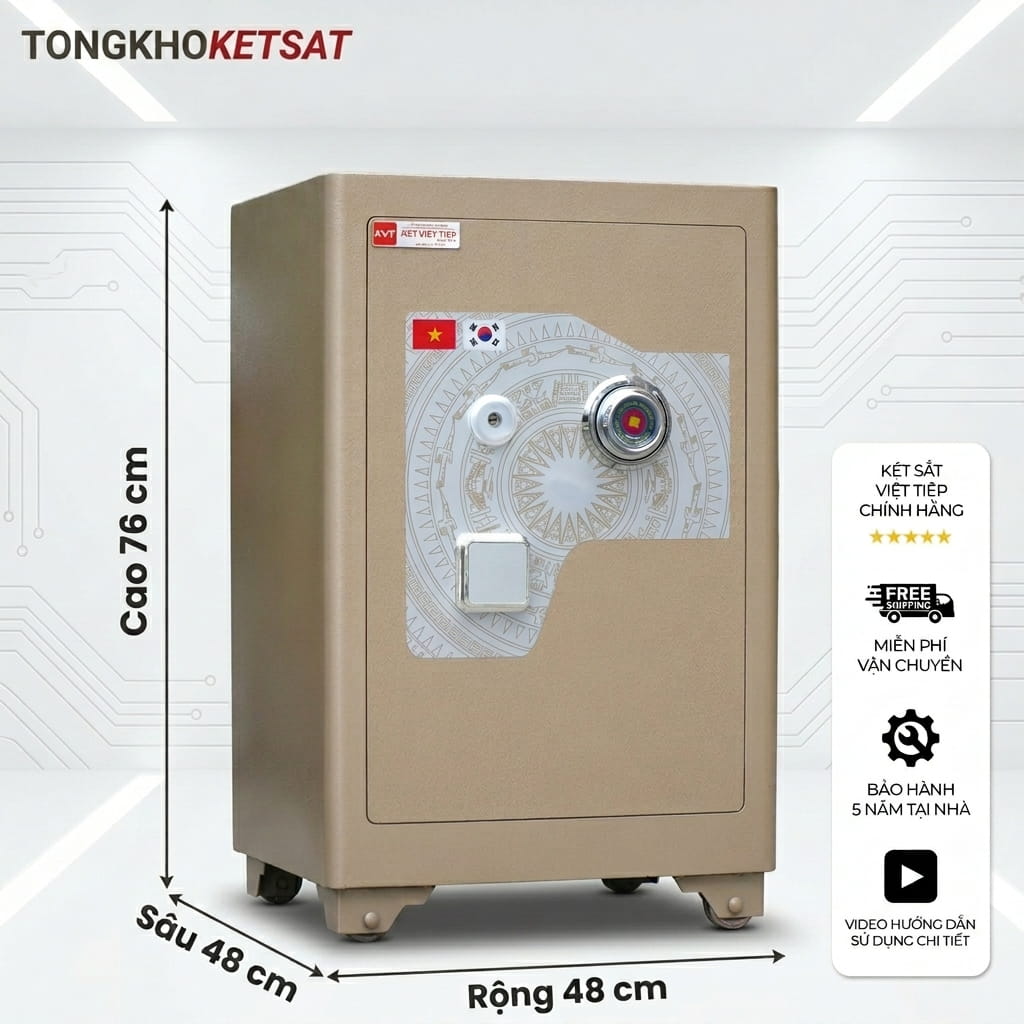 Két Sắt Siêu Cường Việt Tiệp SC76DM Khóa Cơ Đổi Mã (Màu Vàng Cát)