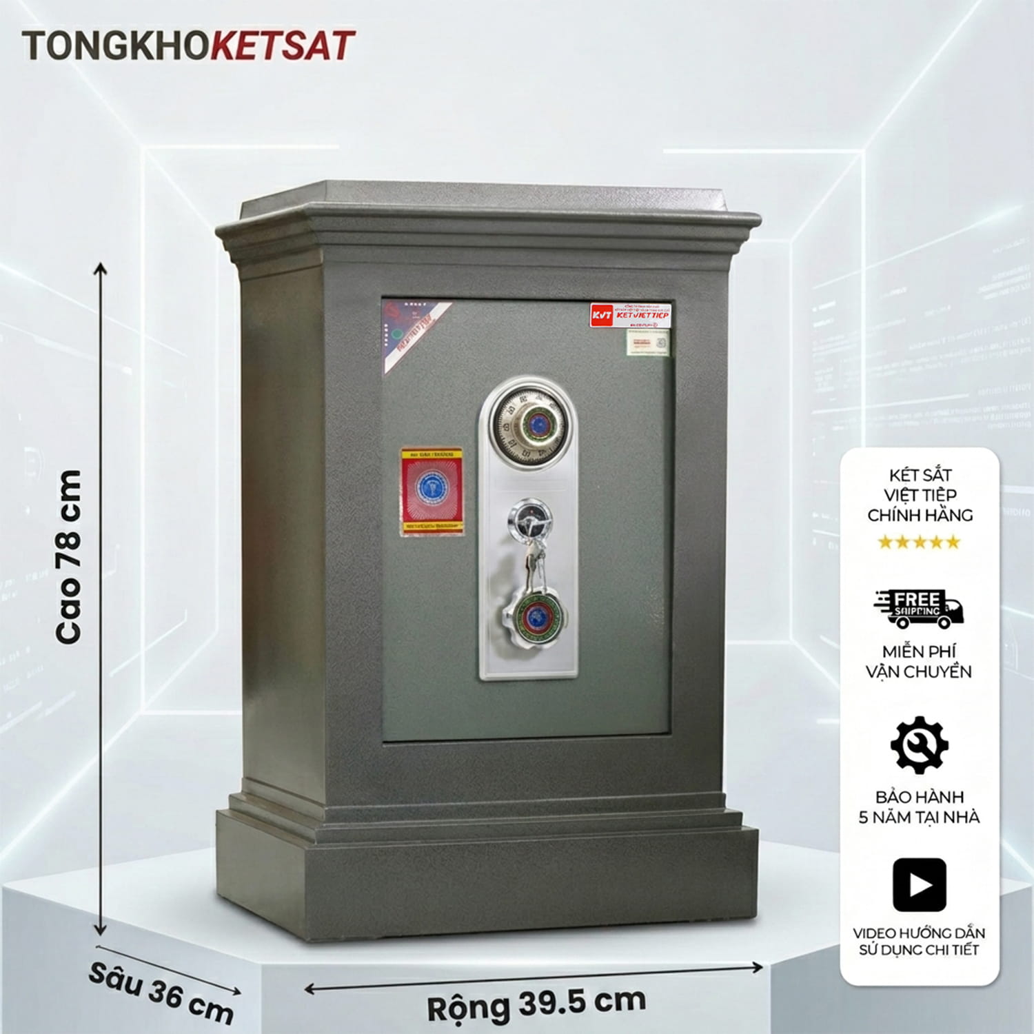 Két Sắt Khóa Cơ Việt Tiệp K44KC – Chống Cháy Cao Cấp, Mã Cố Định Chống Dò, Bảo Hành 5 Năm
