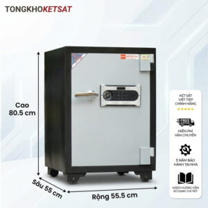 Két sắt Việt Tiệp KV100DT – khóa điện tử 12 mã số, 150kg, hèm tam cấp, bảo hành 5 năm
