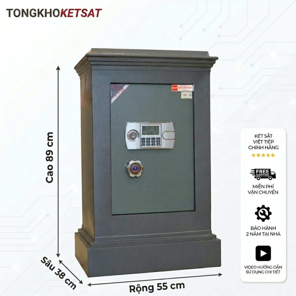 Két sắt Việt Tiệp K56DT Khóa điện tử – 120kg, hèm tam cấp, pin lắp trong, tiêu chuẩn ngân hàng