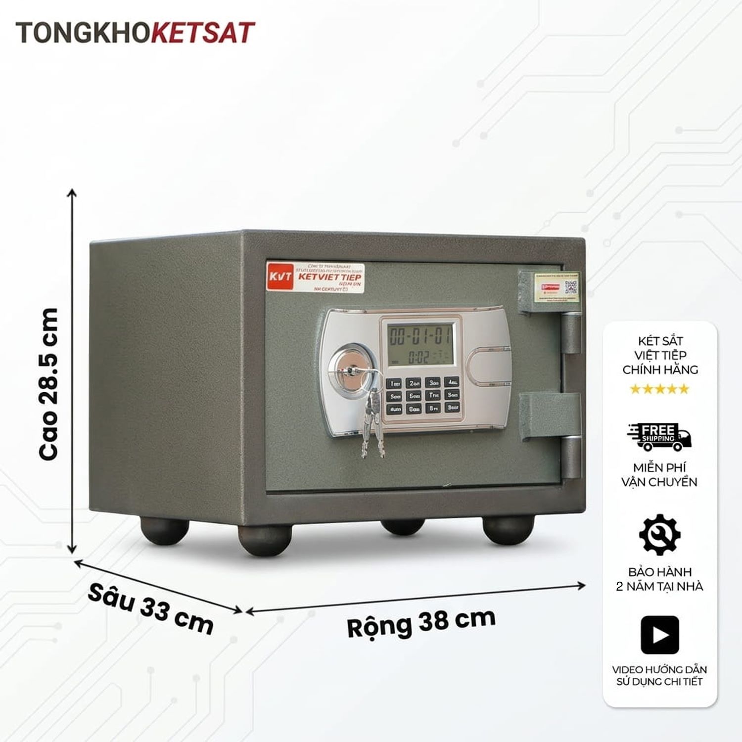 Két Sắt Mini Việt Tiệp K20DT – Khóa Điện Tử, Chống Cháy, Pin Lắp Trong