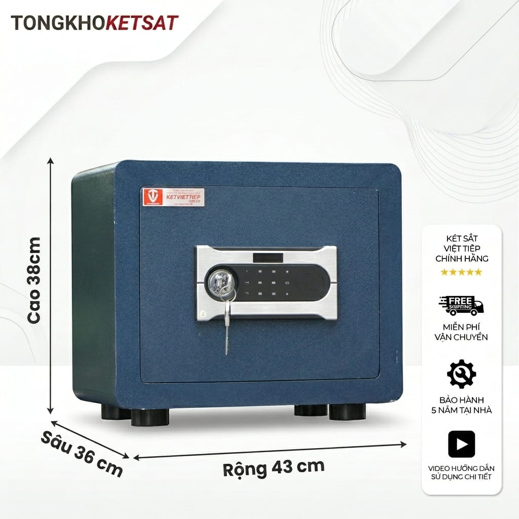 Két Sắt Việt Tiệp SC25DT Mini Điện Tử Chống Cháy (Màu Xanh Than)