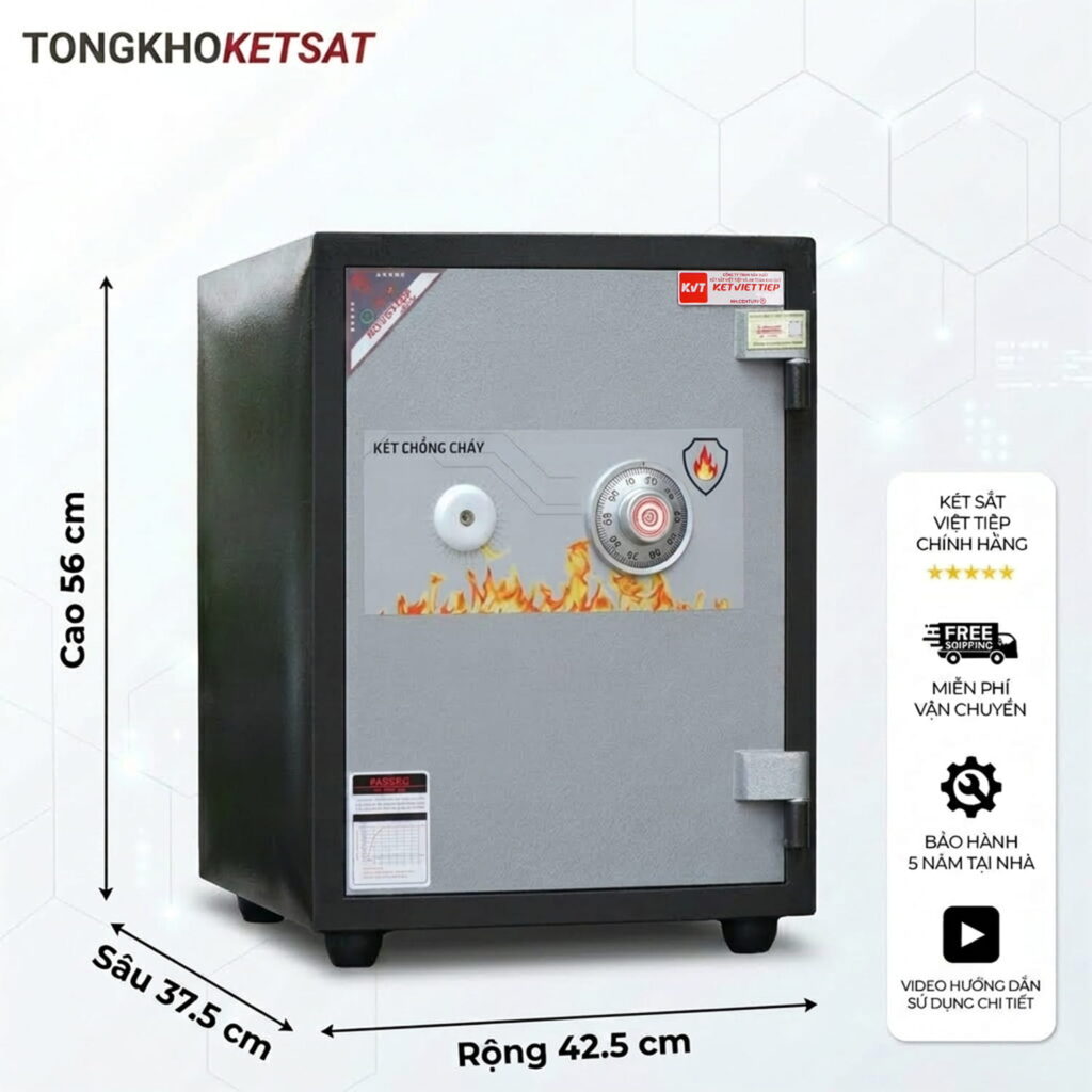 Két Sắt Khóa Cơ Việt Tiệp KCC40KC – 6 Chốt Đúc Đặc, 3 Ngăn, Bảo Hành 5 Năm
