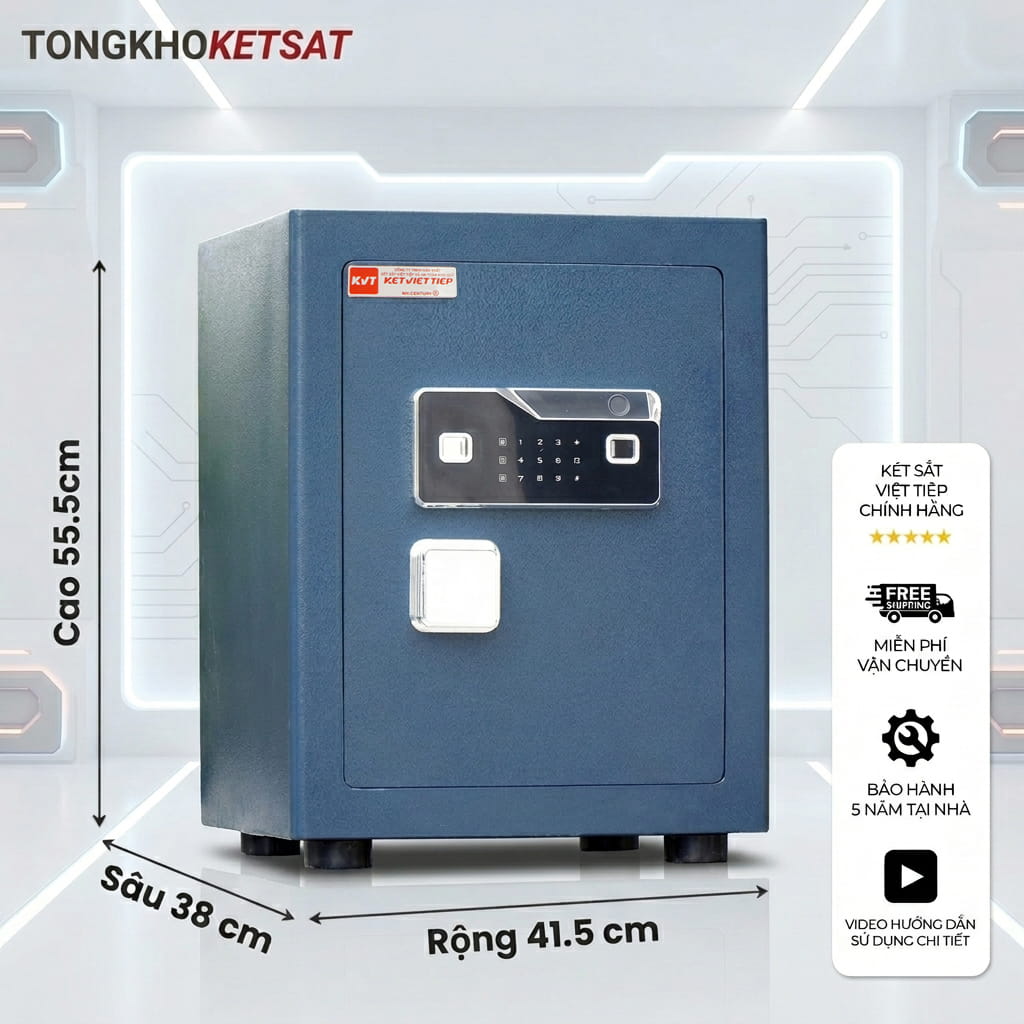 Két Sắt Vân Tay Việt Tiệp Siêu Cường SC40VTDT Chống Cháy Cao Cấp (Màu Xanh Than)
