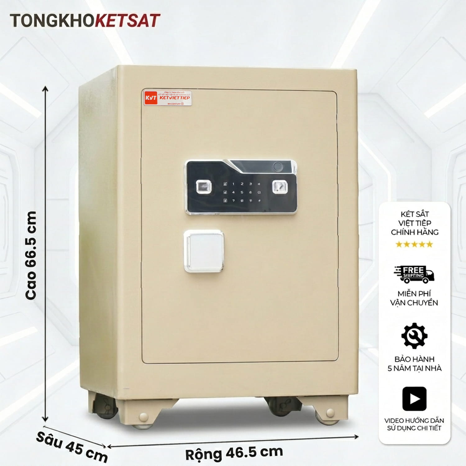 Két Sắt Việt Tiệp Siêu Cường SC66VTDT Khóa Vân Tay Điện Tử Chống Cháy Cao Cấp (Màu Vàng Cát)