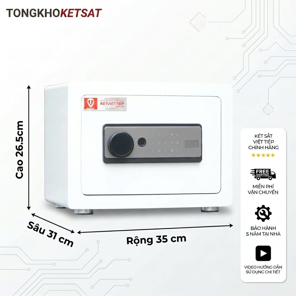 Két Sắt Mini Việt Tiệp KS26VTDT Vân Tay Điện Tử Nhỏ Gọn Chống Trộm An Toàn