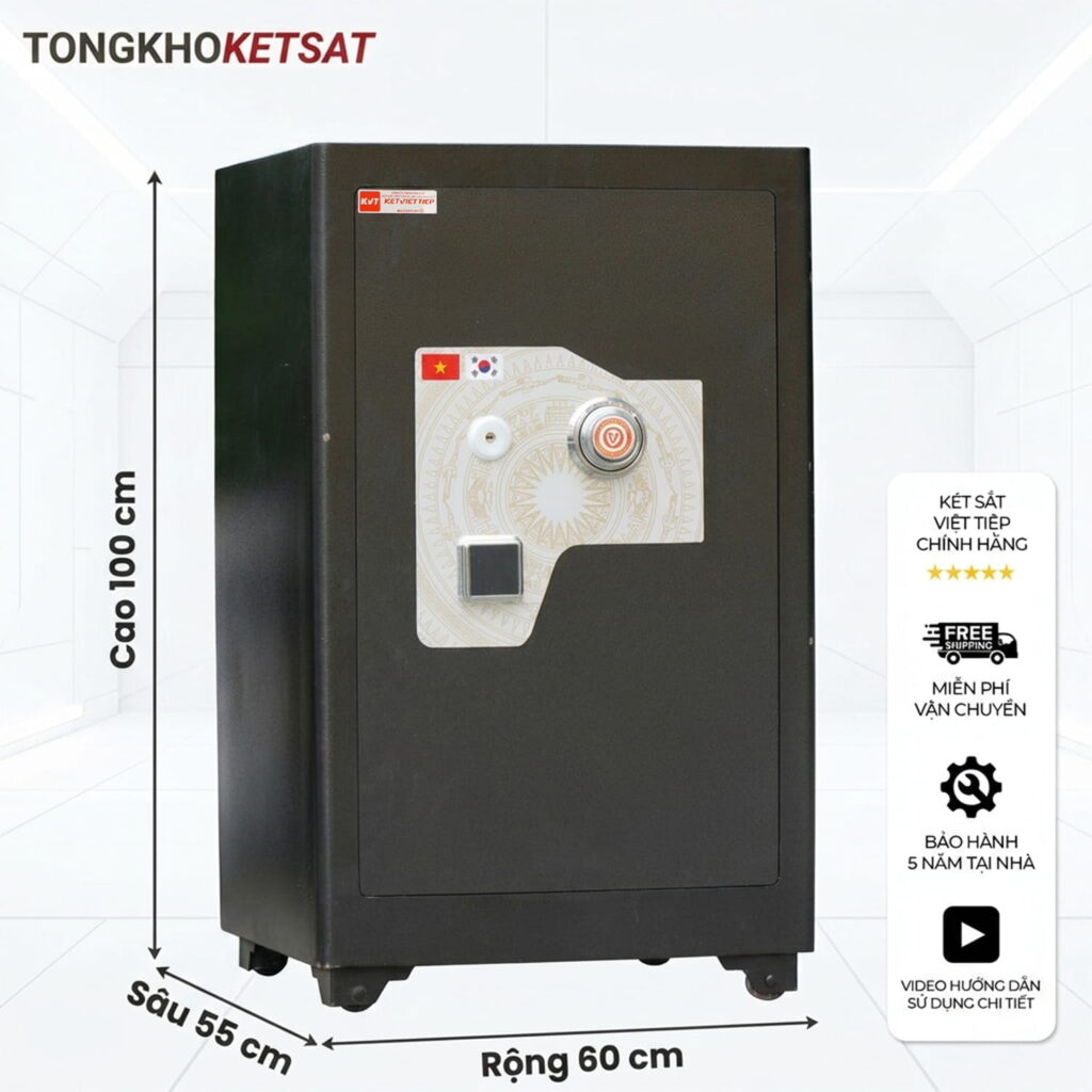 Két sắt siêu cường Việt Tiệp SC100DM – Khóa cơ đổi mã, thân đúc đặc 3 lớp, 180kg chống bê trộm