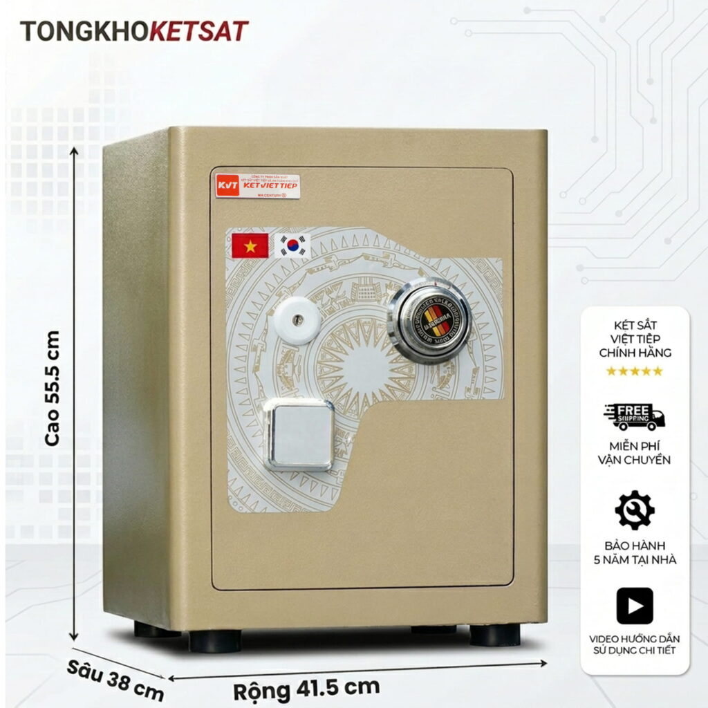 Két sắt siêu cường Việt Tiệp SC40DM khóa cơ đổi mã siêu cường chống cháy (Màu Vàng Cát)