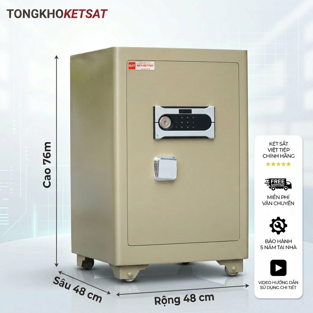 Két Sắt Siêu Cường Việt Tiệp SC76DT Khóa Điện Tử 12 Số Cao Cấp (Màu Vàng Cát)