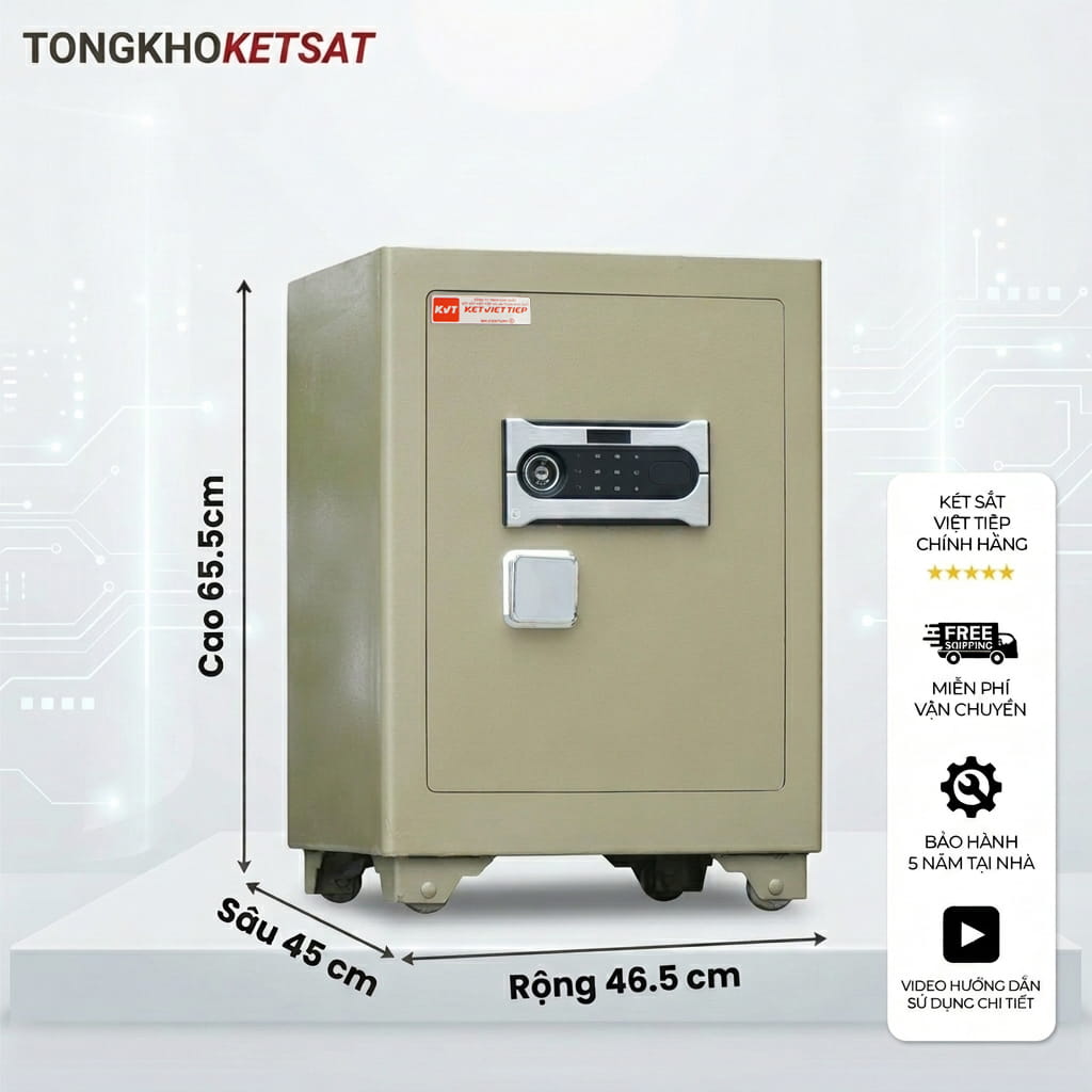 Két Sắt Việt Tiệp SC66DT Siêu Cường Khóa Điện Tử 12 Số Chống Cháy Cao Cấp (Màu Vàng Cát)