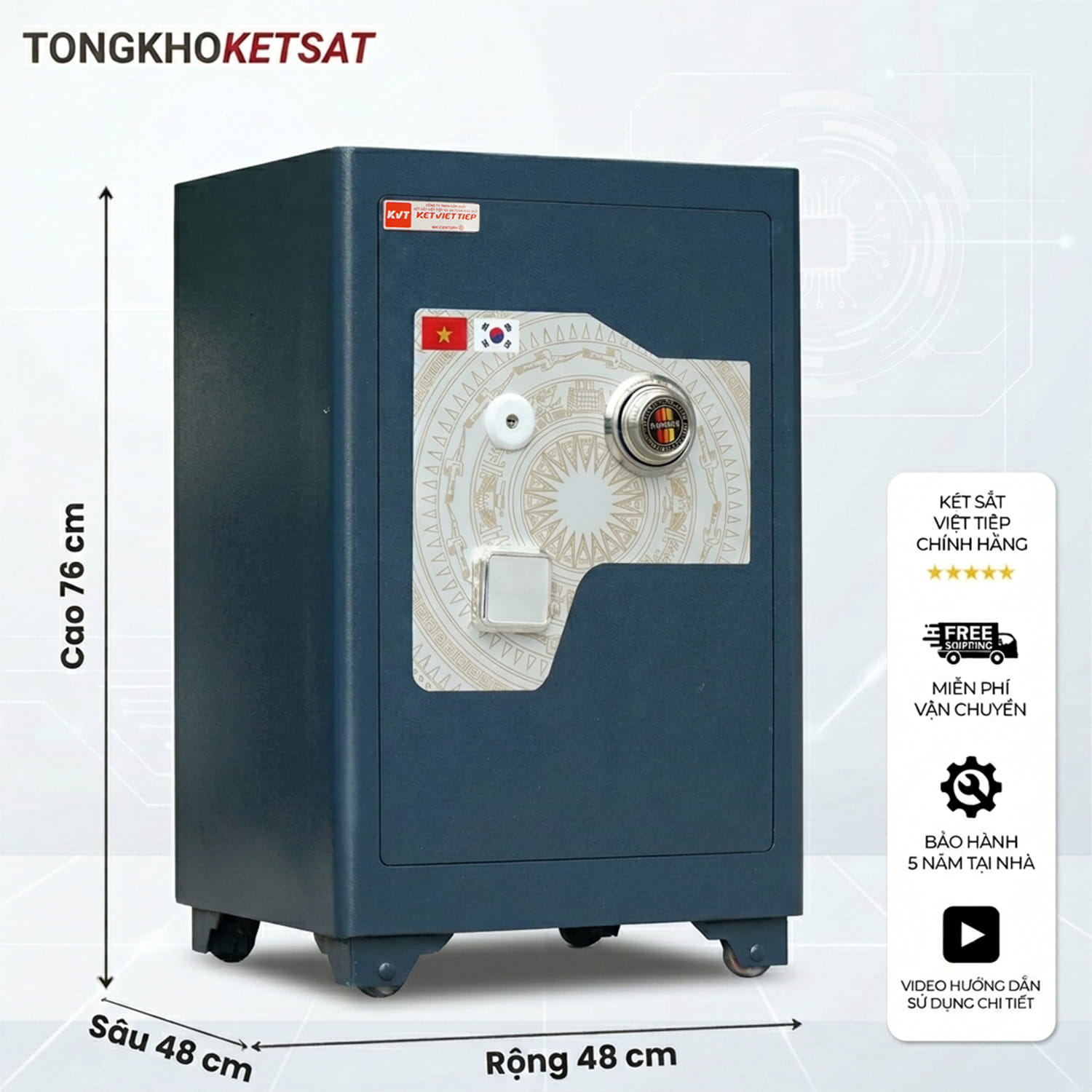 Két Sắt Siêu Cường Việt Tiệp SC76DM Khóa Cơ Đổi Mã (Màu Xanh Than)