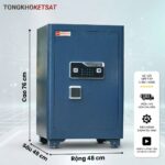 Két Sắt Siêu Cường Việt Tiệp SC76VTDT Vân Tay Điện Tử Cảnh Báo Điện Thoại (Màu Xanh Than)