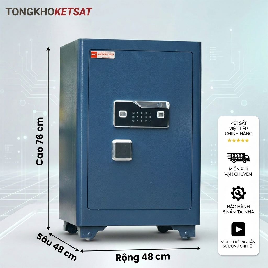 Két Sắt Siêu Cường Việt Tiệp SC76VTDT Vân Tay Điện Tử Cảnh Báo Điện Thoại (Màu Xanh Than)