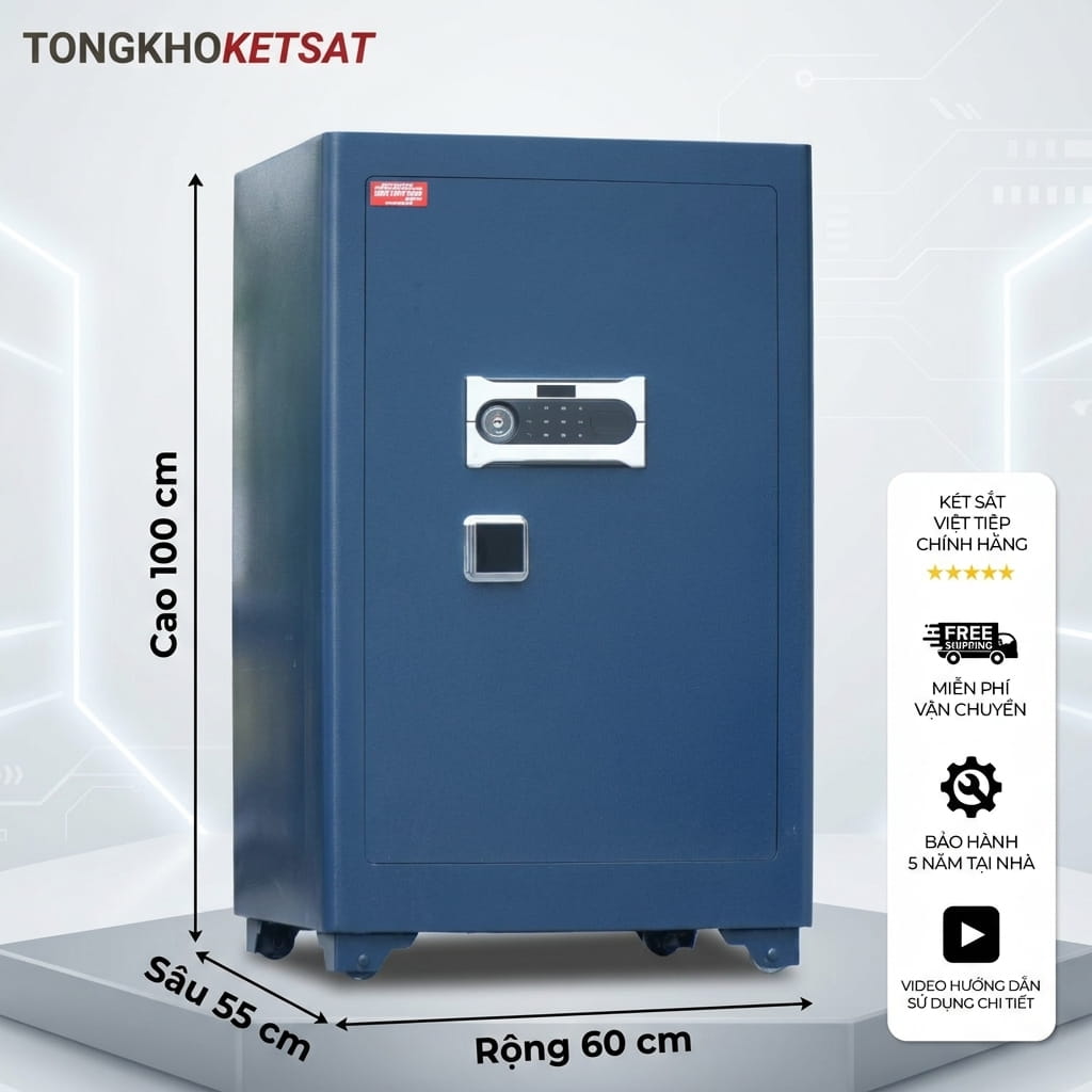 Két sắt siêu cường Việt Tiệp KSC100DT – Khóa điện tử 12 mã số, cảnh báo thông minh qua điện thoại, 200kg